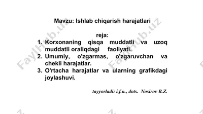 ishlab chiqarish harajatlari — PPTX