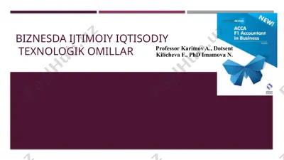 biznesda ijtimoiy iqtisodiy texnologik omillar — PPTX