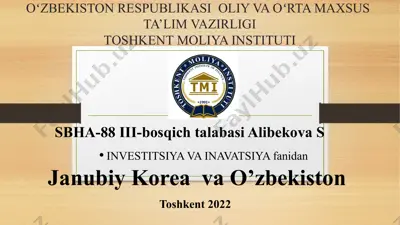 janubiy korea va o'zbekiston — PPTX