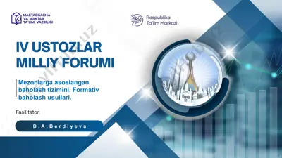 mezonlarga asoslangan baholash tizimi va formativ baholash usullari — PPTX
