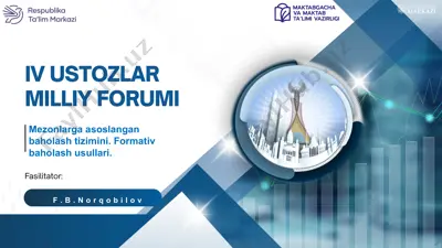 mezonlarga asoslangan baholash tizimi va formativ baholash usullari — PPTX