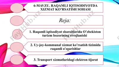 raqamli iqtisodiyot sharoitlarida o’zbekiston turizm bozorining rivojlanishi — PPTX