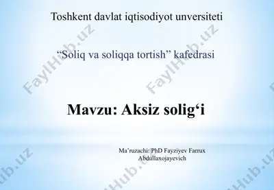 aksiz solig‘i — PPTX