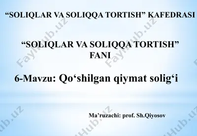 qo‘shilgan qiymat solig‘i — PPTX