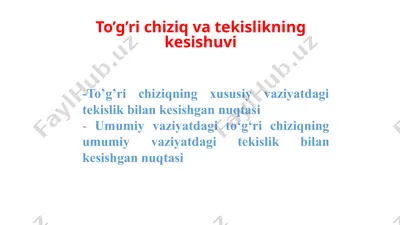 to’g’ri chiziq va tekislikning kesishuvi — PPTX