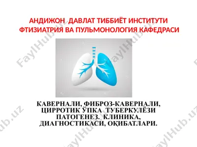 kavernali, fibroz-kavernali va sirrotik o‘pka tuberkulyozi patogenezi: klinika, diagnostika va oqibatlari (taqdimot) — PPTX
