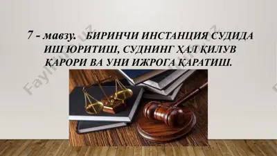 birinchi instantsiya sudida ish yuritish, sudning hal qiluvchi qarori va uni ijroga qaratish — PPTX