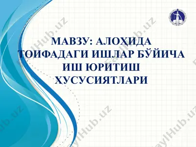 alohida toifadagi ishlar bo‘yicha ish yuritish xususiyatlari — PPTX