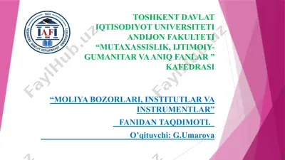 ipoteka qimmatli qog‘ozlar bozori amal qilish mexanizmi — PPTX