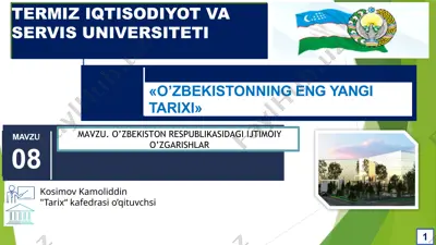 o‘zbekiston respublikasidagi ijtimoiy o‘zgarishlar — PPTX