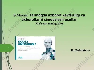 tarmoqda axborot xavfsizligi va axborotlarni ximoyalash usullari — PPT