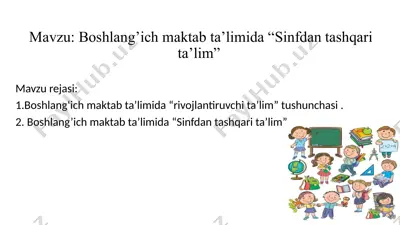 boshlang’ich maktab ta’limida “sinfdan tashqari ta’lim” taqdimoti — PPTX