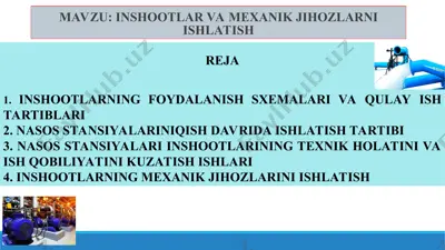 inshootlar va mexanik jihozlarni ishlatish — PPT