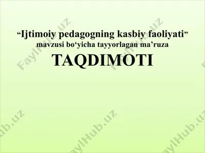 ijtimoiy pedagogning kasbiy faoliyati taqdimoti — PPTX