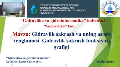 gidravlik sakrash va uning asosiy tenglamasi — PPTX