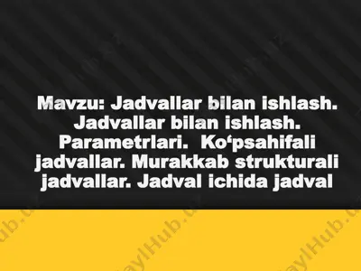latex: jadvallar bilan ishlash — PPTX