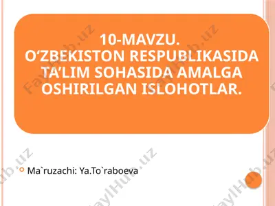 ta'lim sohasiga sarflanayotgan xarajatlar va “ta'lim to‘g‘risida”gi qonun — PPTX