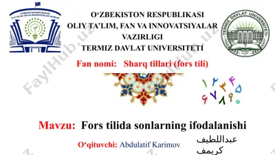 fors tilida sonlarning ifodalanishi — PPTX