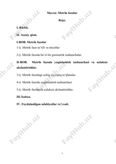 metrik fazolar — DOCX