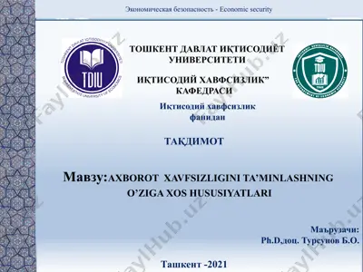 axborot xavfsizligini ta’minlashning o’ziga xos hususiyatlari — PPTX