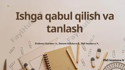 ishga qabul qilish va tanlash — PPTX
