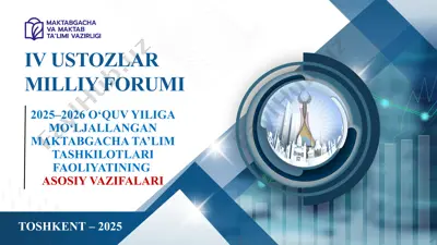 2025–2026 o‘quv yiliga mo‘ljallangan maktabgacha ta’lim tashkilotlari faoliyatining asosiy vazifalari — PPTX