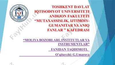 moliya bozori tahlili — PPTX