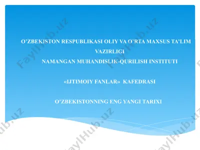 o’zbekistonning eng yangi tarixi — PPTX