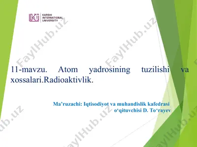 atom yadrosining tuzilishi va xossalari. radioaktivlik — PPT
