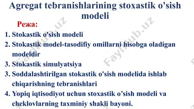 agregat tebranishlarining stoxastik o'sish modeli — PPTX