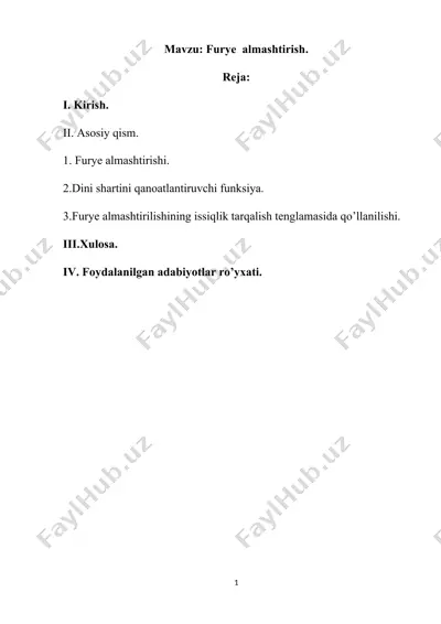 furye almashtirish — DOCX