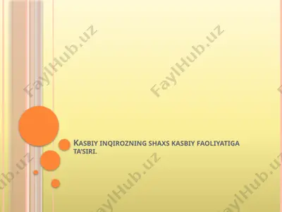 kasbiy inqirozning shaxs kasbiy faoliyatiga ta’siri — PPTX