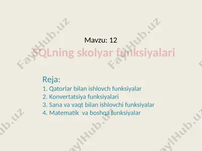 sqlning skolyar funksiyalari — PPTX