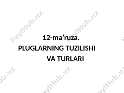 pluglarning tuzilishi va turlari — PPTX