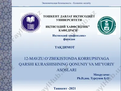 o‘zbekistonda korrupsiyaga qarshi kurashishning qonuniy va me'yoriy asoslari — PPTX