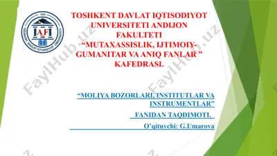 moliya bozorini tartibga solish — PPTX