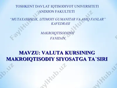 valuta kursining makroiqtisodiy siyosatga ta'siri — PPT