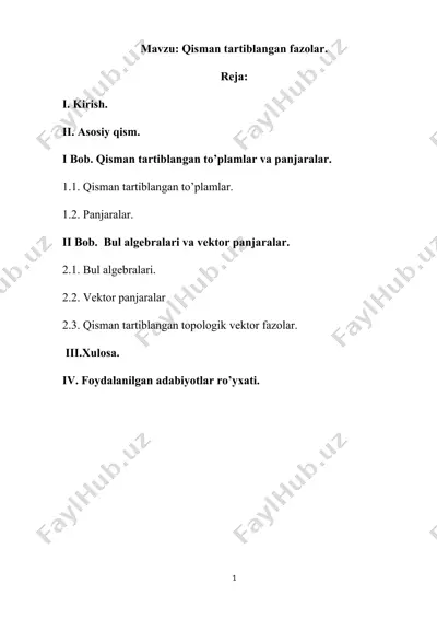 qisman tartiblangan fazolar — DOCX