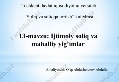 ijtimoiy soliq va mahalliy yig‘imlar — PPTX