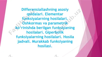 differensiallashning asosiy qoidalari — PPTX