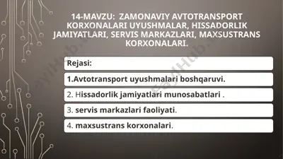 zamonaviy avtotransport korxonalari va ularning boshqaruvi — PPTX