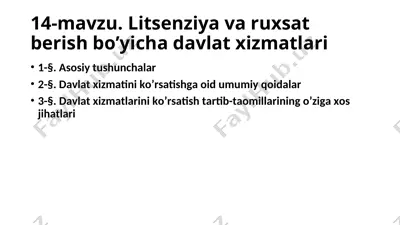litsenziya va ruxsat berish bo’yicha davlat xizmatlari — PPT