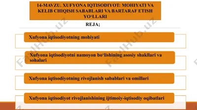 xufyona iqtisodiyot: mohiyati va kelib chiqish sabablari va bartaraf etish yo‘llari — PPTX
