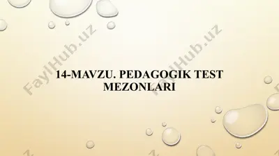 14-mavzu. pedagogik test mezonlari — PPTX