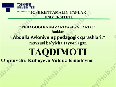 abdulla avloniyning pedagogik qarashlari — PPTX