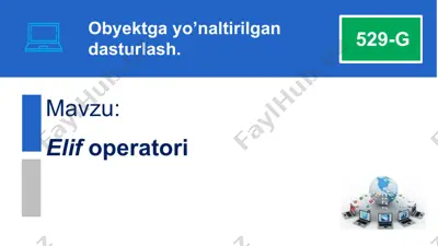 elif operatori (pythonda shartli o‘tish operatori) — PPTX
