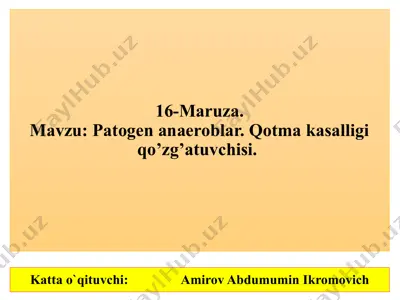 16-maruza: patogen anaeroblar. qotma kasalligi qoʻzgʻatuvchisi — PPTX