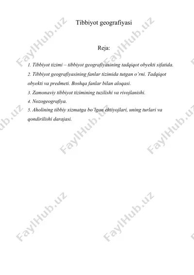tibbiyot geografiyasi — DOCX