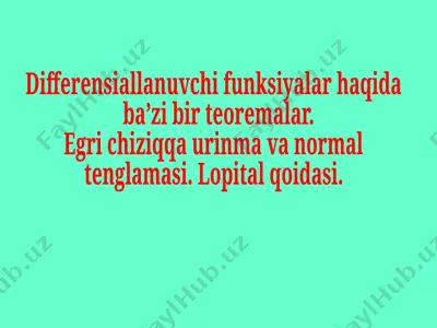 differensial funksiyalar va teoremalar — PPT