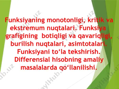 funksiyaning monotonligi va ekstremum nuqtalari — PPTX